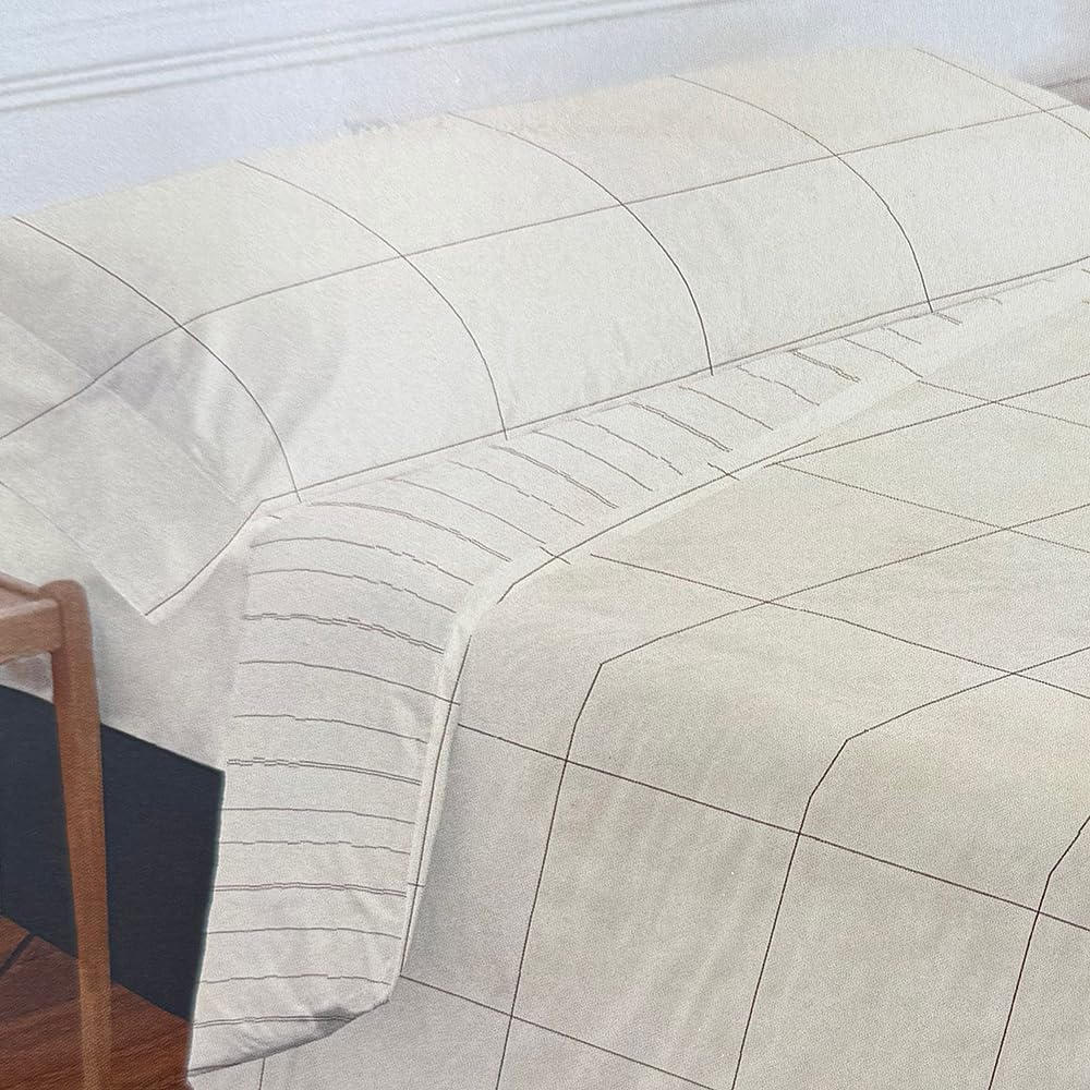 Funda NÓRDICA ALGODÓN Natural Cuadros (Cama 135: 220 x 220 cm)
