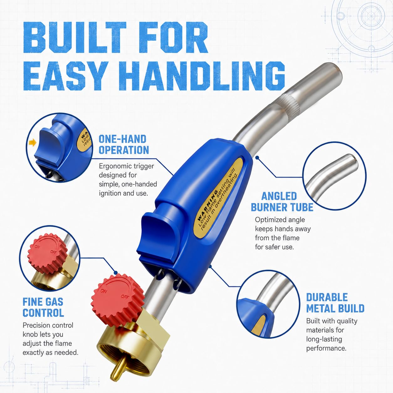 Propane Torch - One-Touch Ignition & Adjustable Flame -6
