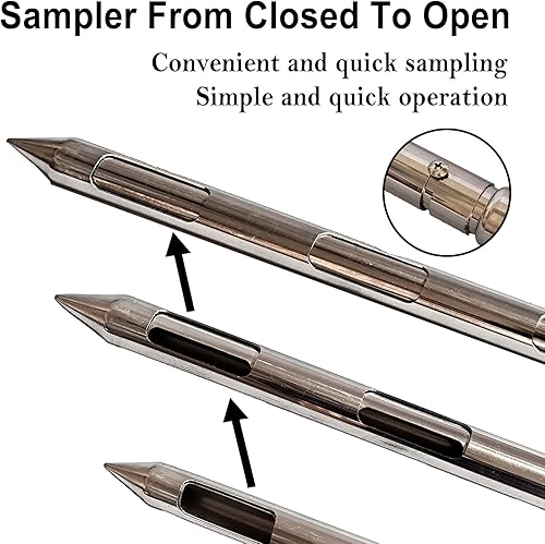 Miniatura 4 de Muestreador de polvo, muestreador de sonda de grano de tres zonas de acero inoxidable, 39 pulgadas de largo x 1 pulgada (3 ranuras)