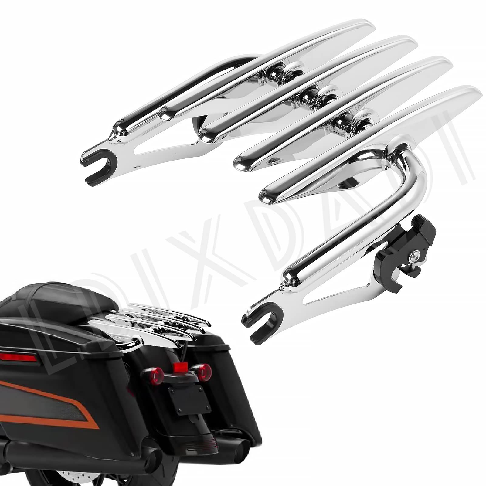 LDJXDADIDetachable Stealth Mounting Luggage Rack Compatible Fits for Harley Touring Street Glide Road King Electra Glide 2009-2022（Chrome）