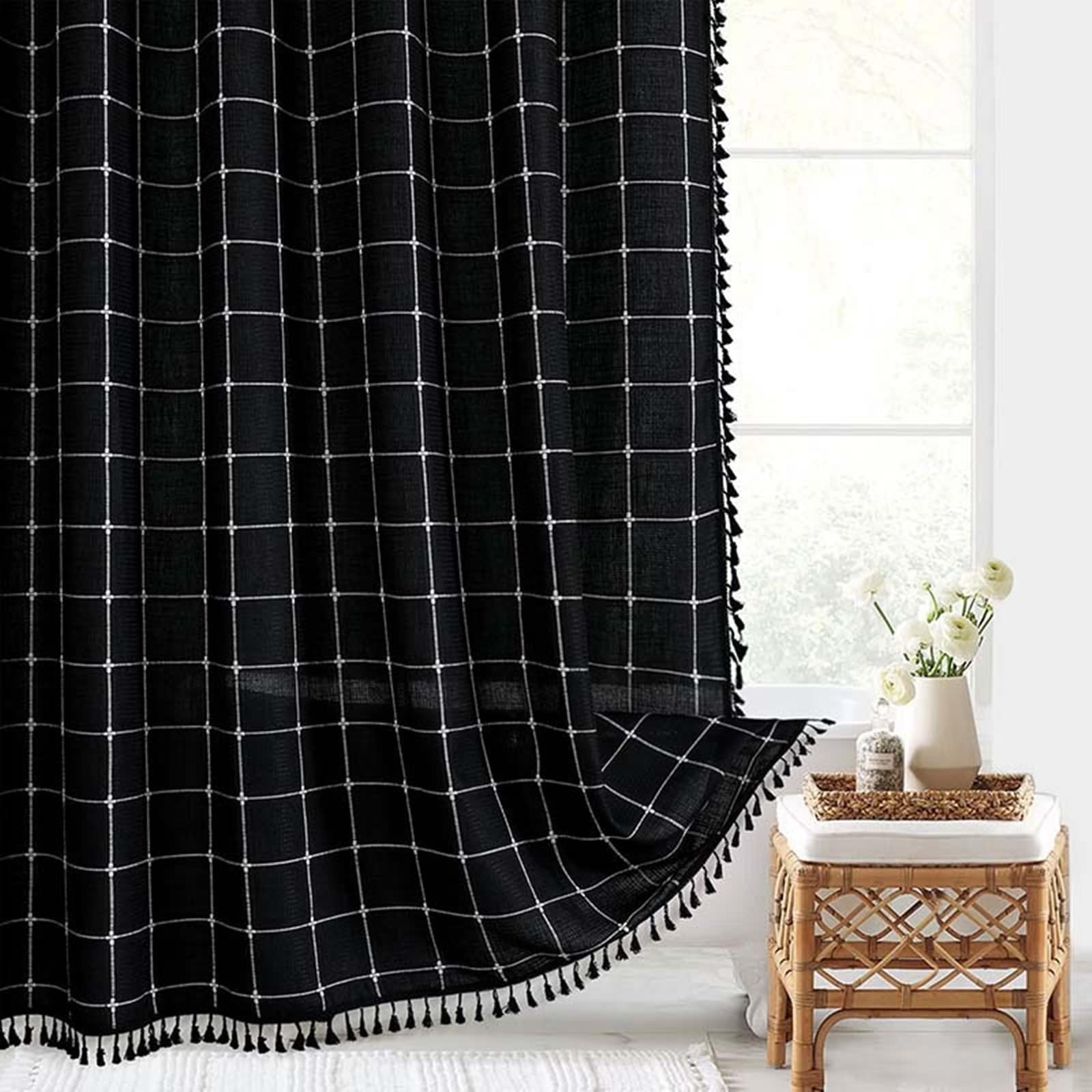 Rideau de douche imperméable KnSam 150x180cm noir effet lin