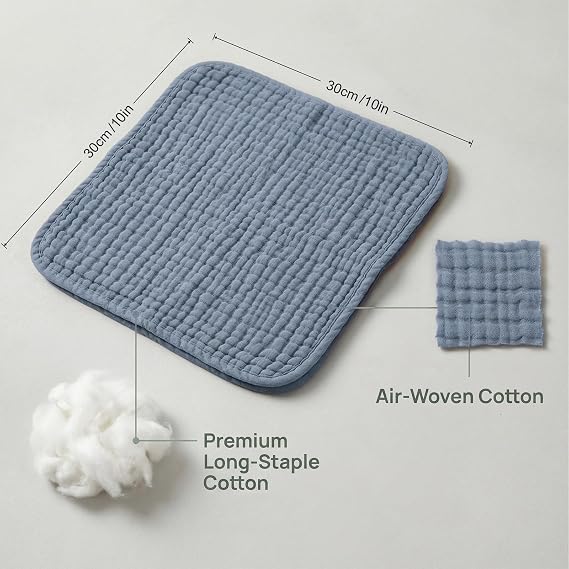 Muslin Cloths for Baby, 10 Pack Baby Burp Cloths, 30x30 cm Muslin Squares, Soft Muslin Cloths Wash Cloth Baby Essentials for Newborn Girl and Boy
