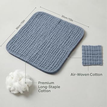Muslin Cloths for Baby, 10 Pack Baby Burp Cloths, 30x30 cm Muslin Squares, Soft Muslin Cloths Wash Cloth Baby Essentials for Newborn Girl and Boy