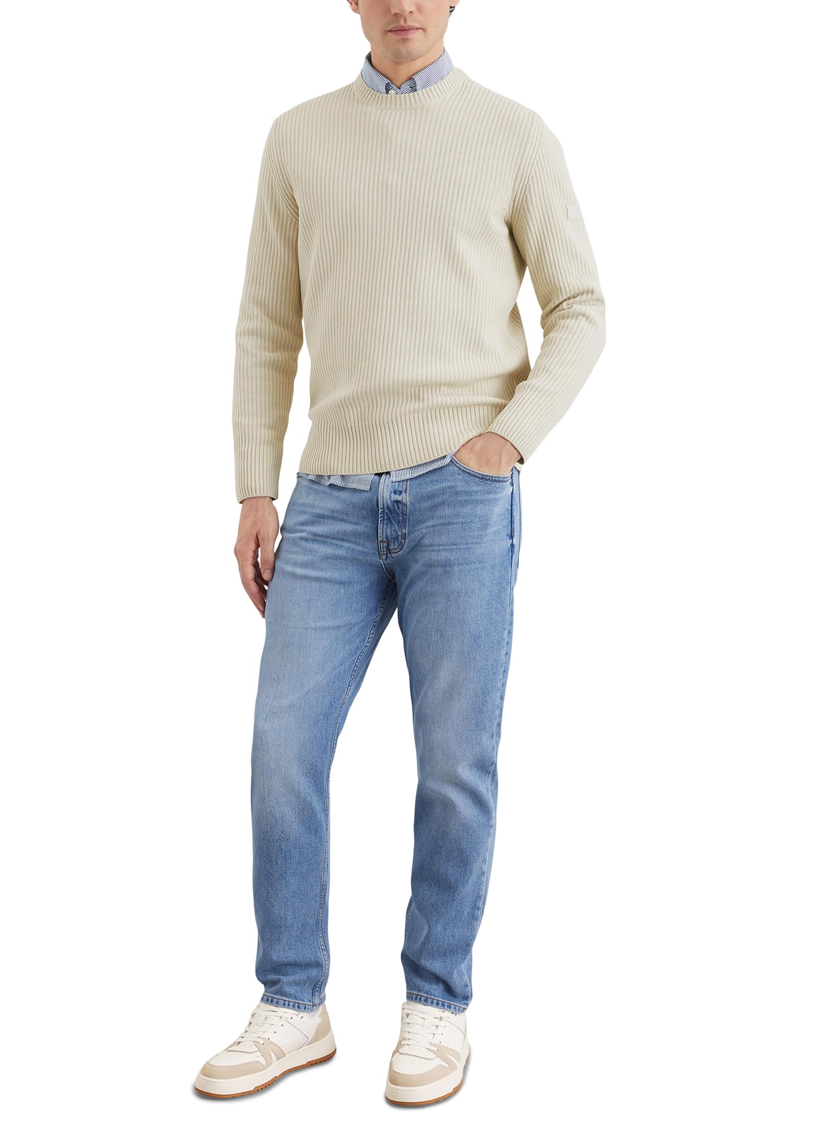 Marc O'Polo Herren Pullover aus Bio-Baumwolle Leichter Rippstrick