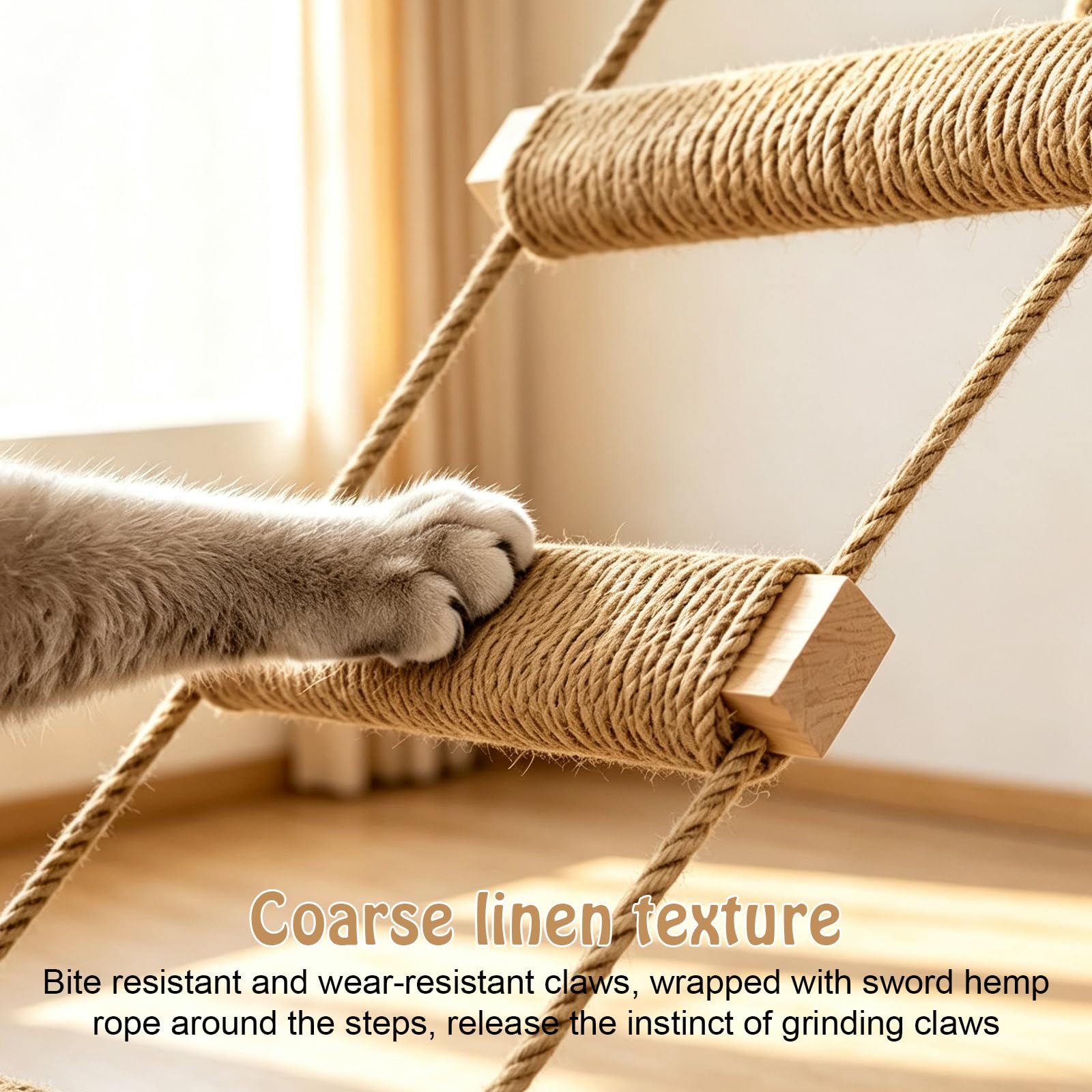 Katzenleiter 180 cm, Kletterwand Katzen, Katzenleiter Mit Juteseil, Katzenleiterbrücke Für Wand, Katzentreppe 13 Stufen, Katzen Aktivitätskratzbäume, Kletterwand Für Wand, Balkon, Innen&Außen