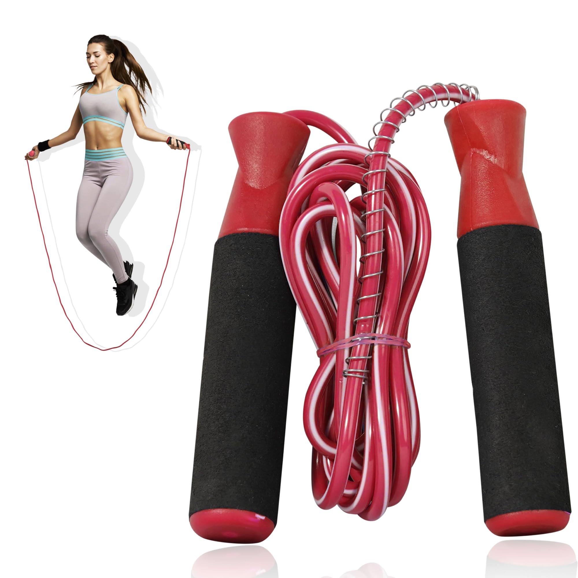 LOVOCAL Single Foam Skipping Rope For Men Women Kids Adjustable Length Jump Rope for Exercise Workout & Weight Loss Tangle Free Jumping (Multicolor) (RED & BLACK) (B0CCVRXWFZ) Amazon Price History, Amazon Price Tracker