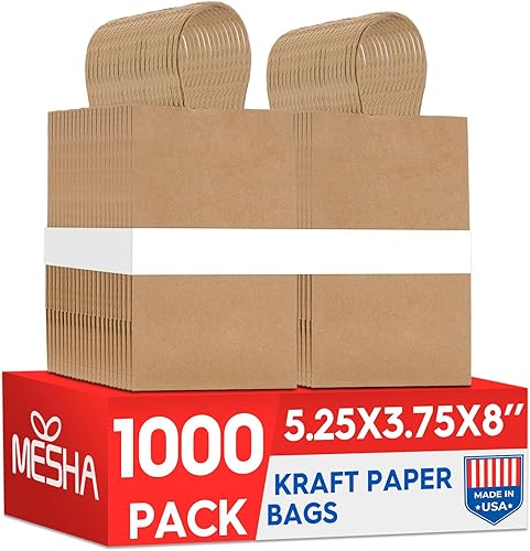 Miniatura 87 de MESHA Bolsas de papel grandes de 10 x 5 x 13 pulgadas, bolsas de papel kraft para compras con asas, paquete de 50 bolsas de regalo grandes, bolsas