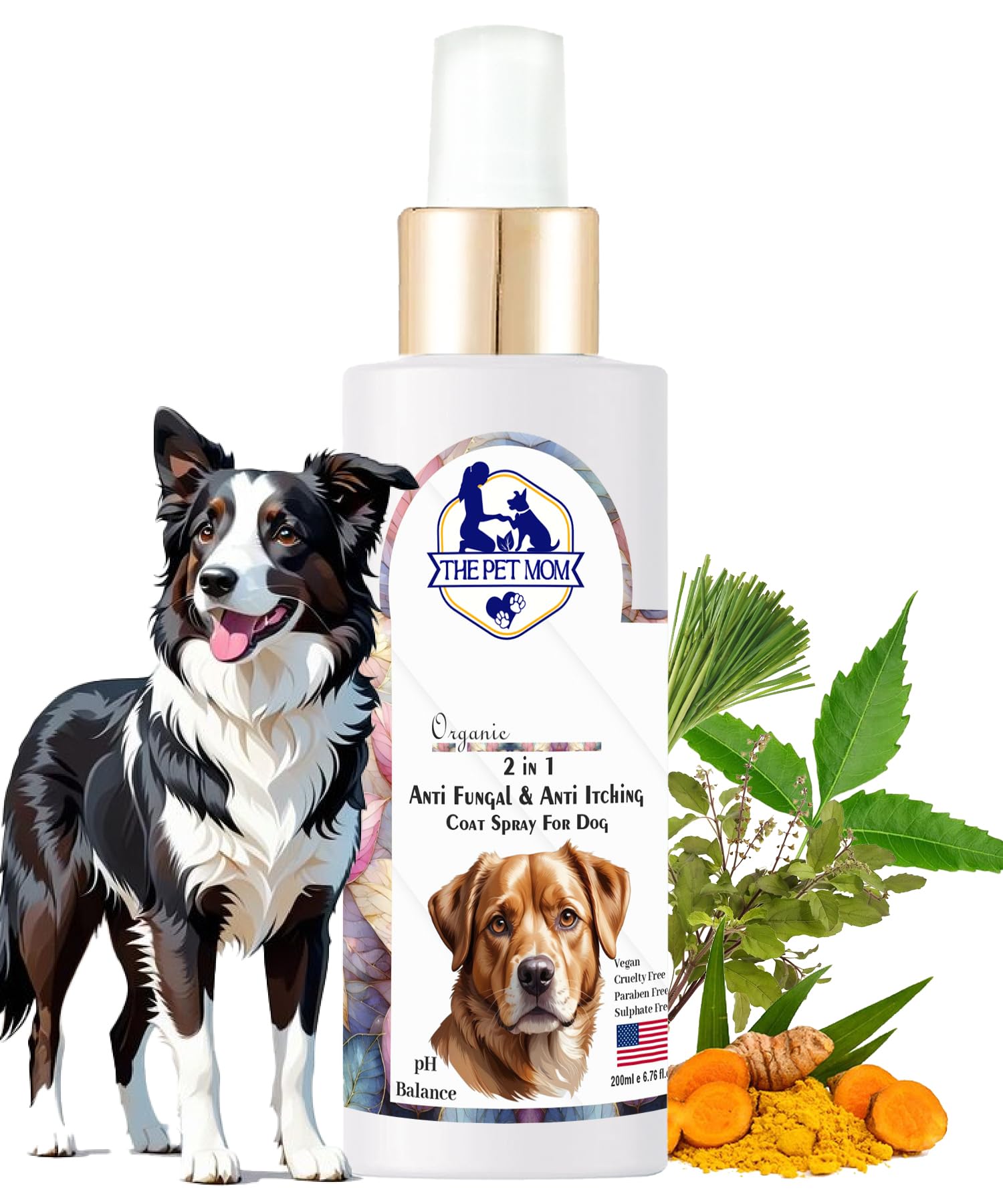 The Pet Mom 2-in-1 Antifungal & Anti-Itching Coat Spray for Dog, Puppy | Relieves Itching, Fungal Infections & Skin Irritation | Pet Skin & Coat Care | Anti-Fungal Spray for Dog Breed – 200ml