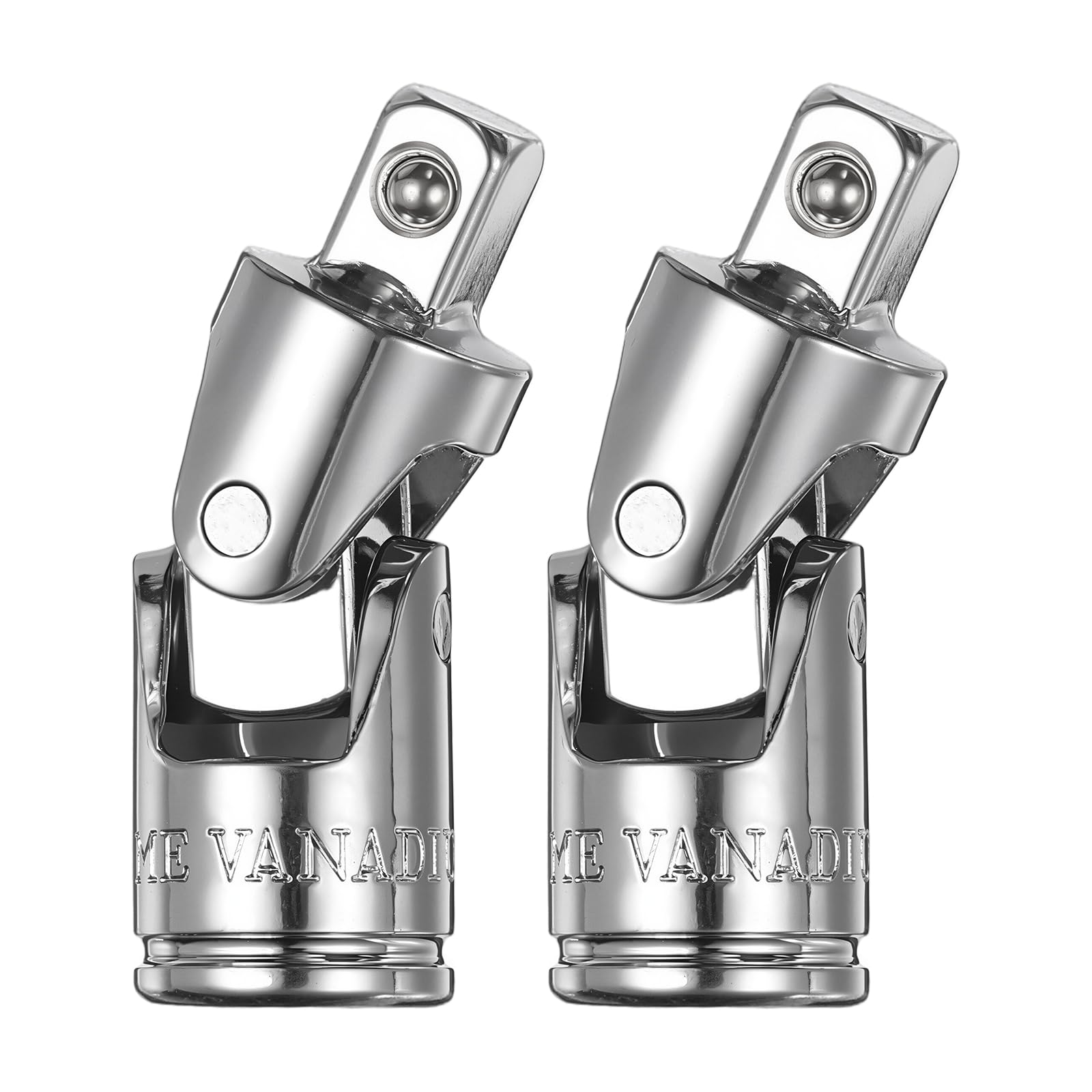 sourcing map 2 Pcs Universal Joint Socket Adapter 1/4" 40CR Steel Impact Swivel Socket Adapter 90 Degree Universal Joint for Wrench Driver Tool, Silver