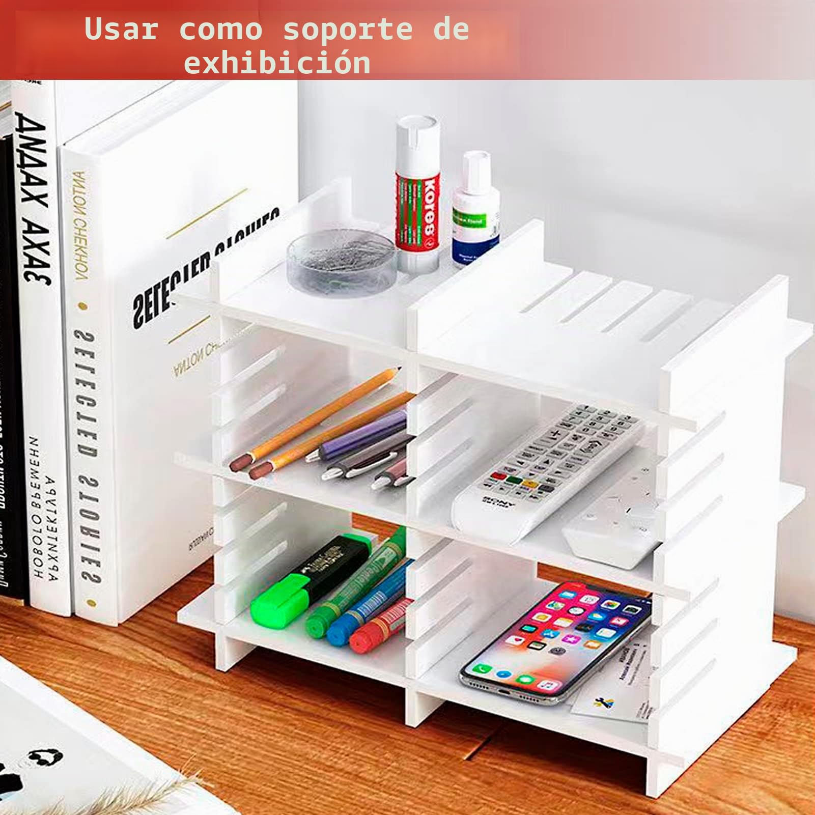 Separadores para cajones ajustables de plástico 42x9 cm organizadores modulares rejilla armario escritorio baño blanco