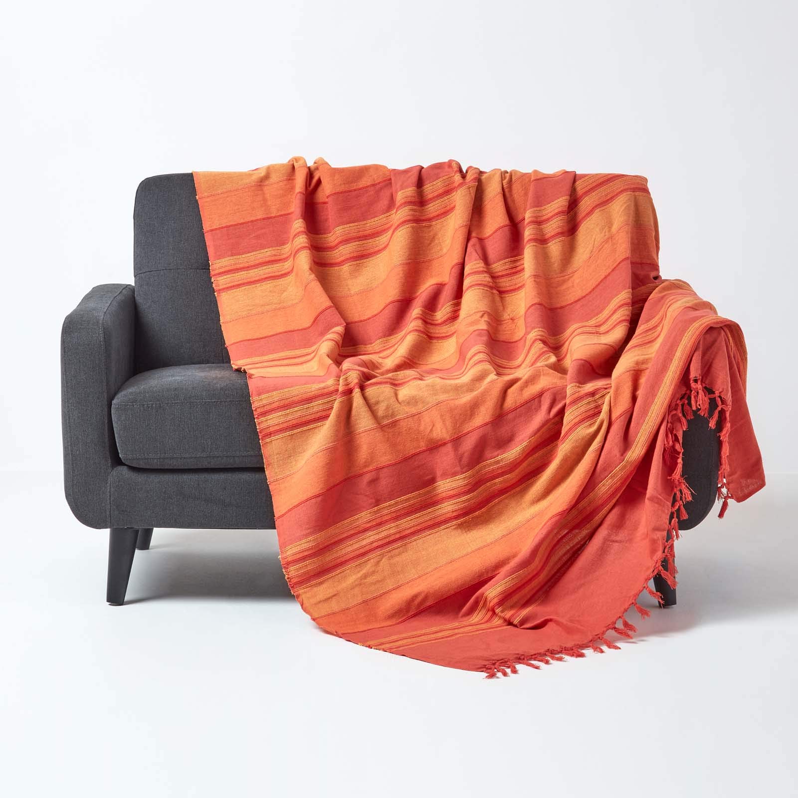 Cotton Blanket Terracotta Colored Throw Blanket Homescapes