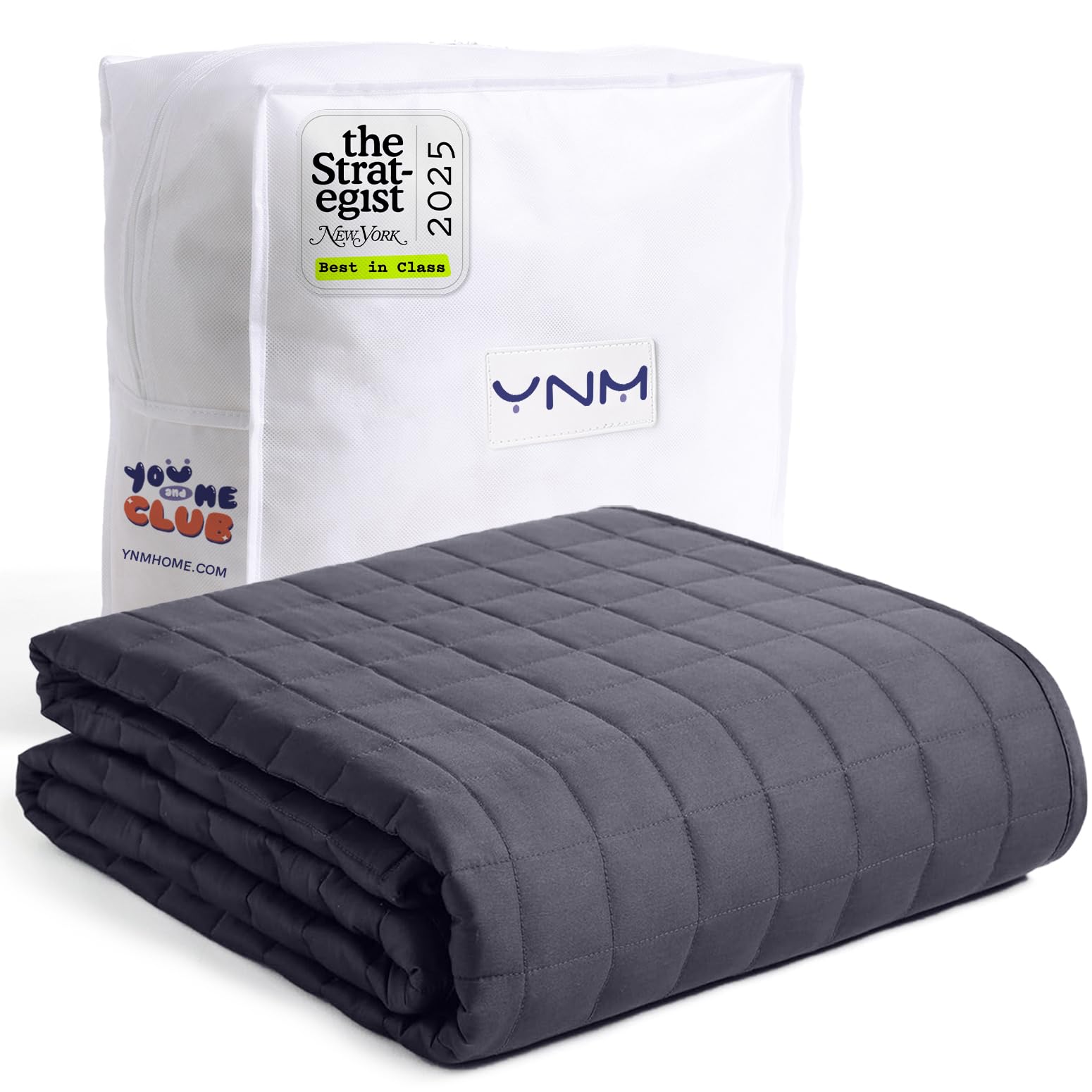 YnM 15lbs Weighted Blanket for Adults, Heavy Bed Throw Blanket with Cooling Glass Beads for All Season Use, Ideal for ~90lbs (48x72 Inches, Twin/Full, Dark Grey)