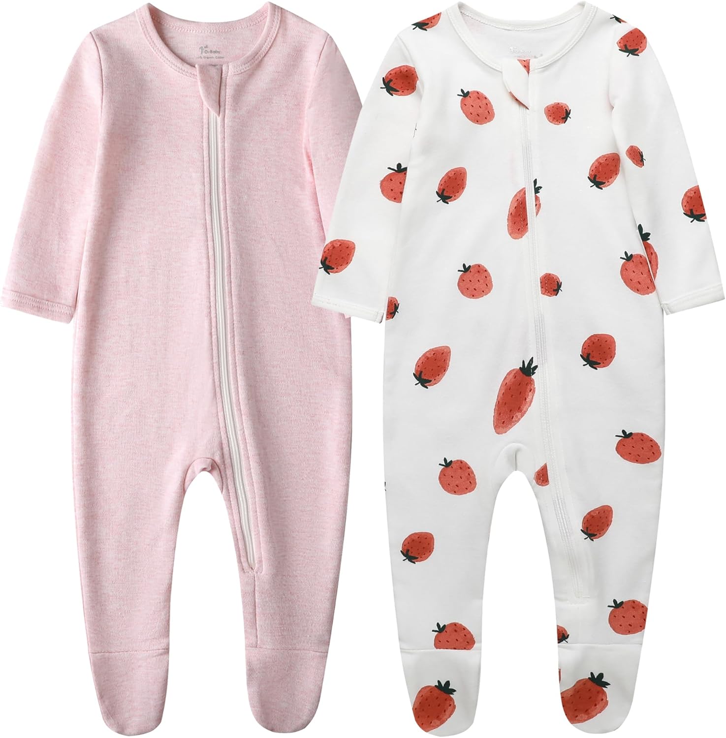 O2 BABY Baby Boys Girls Organic Cotton Zip-Front Sleeper Pajamas, Footed Sleep 'n Play