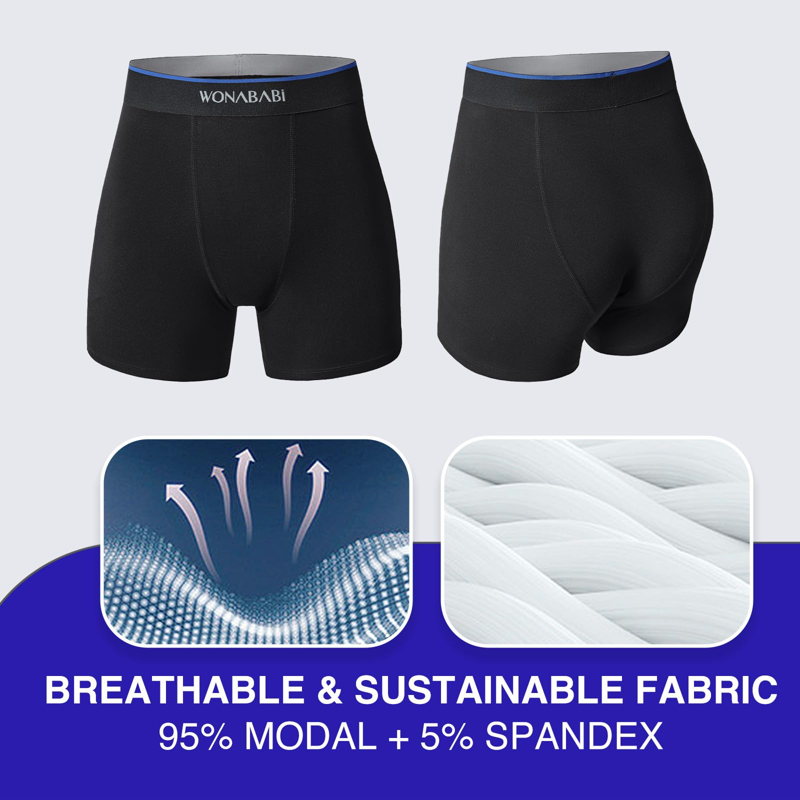 Wonababi Shortys pour transgenres - sous-vêtements Boxer sans frottement Doux et sans Genre