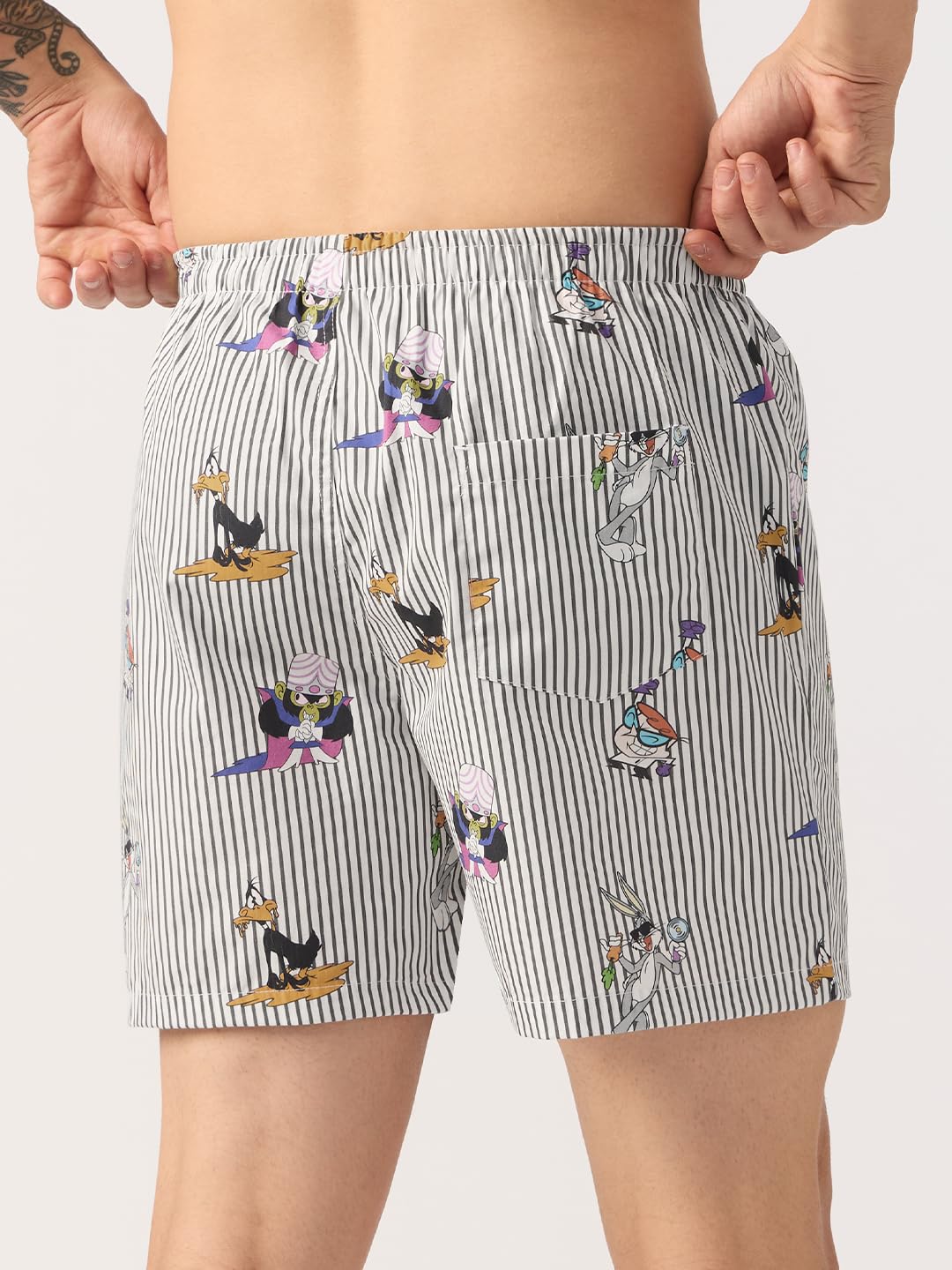 The Souled Store Cartoon Network: Ultimate Fun - Boxer da uomo e ragazzo, con elastico in vita, in cotone bianco e nero, vestibilità regolare, leggeri, per tutti i giorni