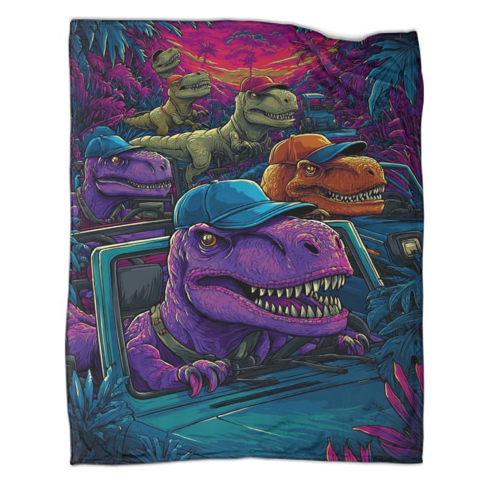 Couverture dinosaure 3D en flanelle hypoallergénique contre le froid