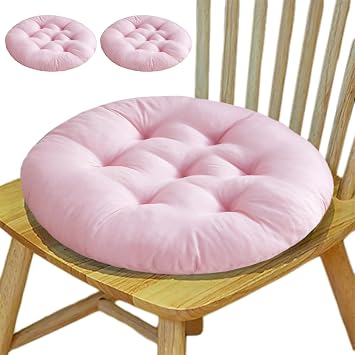 Chair Cushions Set of 2 15.8'' Supportive Round Chair Cushions with Elastic Filling Washable Anti-Slip Round Seat Cushion for Kitchen and Dining Room Chairs