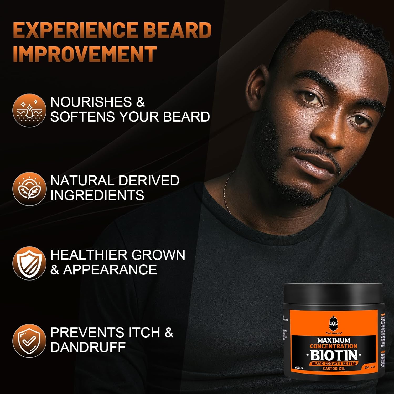 Beard Butter,Maximum Concentration Biotin,with Castor Oil and Argan & Jojoba Oils, Promotes Beard Growth, Styles, Strengthens & Softens Beards ,Unruly Beards While Relieving Itch,2 Ounce*2 (2 Pack)