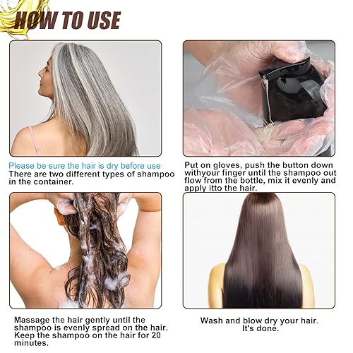 Miniatura 5 de QWXPLD Champú de tinte para el cabello 3 en 1, champú con ingredientes herbarios, tinte para cabello negro para mujeres y hombres, champú de