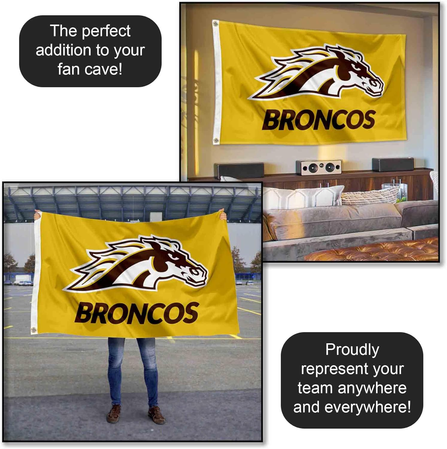 Western Michigan Broncos Gold Large Grommet Banner Flag