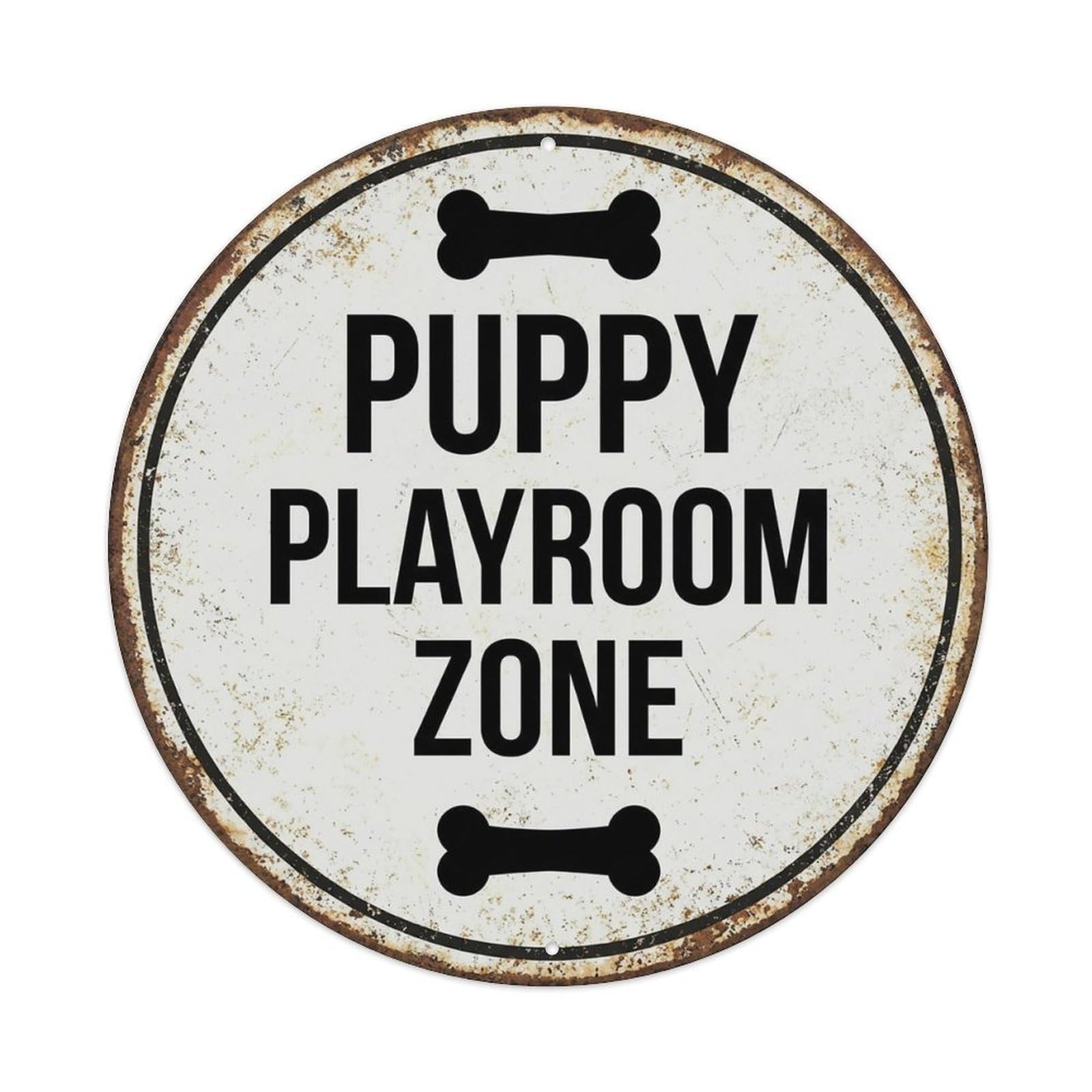 Vintage Puppy Playroom Zone Decor Metal Tin Sign