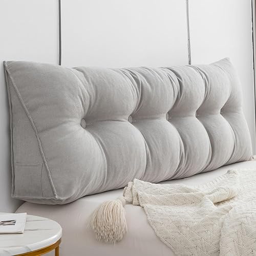 Almohada triangular para cabecero, respaldo grande, cojín de soporte de cuña, almohada lumbar para cama de día, litera, dormitorio con funda