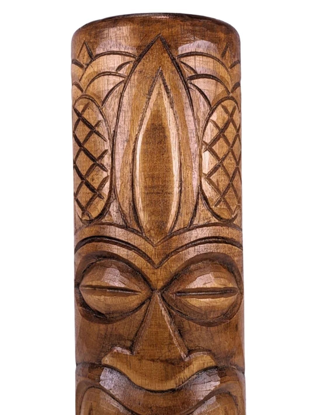Coco Papaya Grand Totem Statue Tiki 50cm en Bois Massif sculpté à la Main