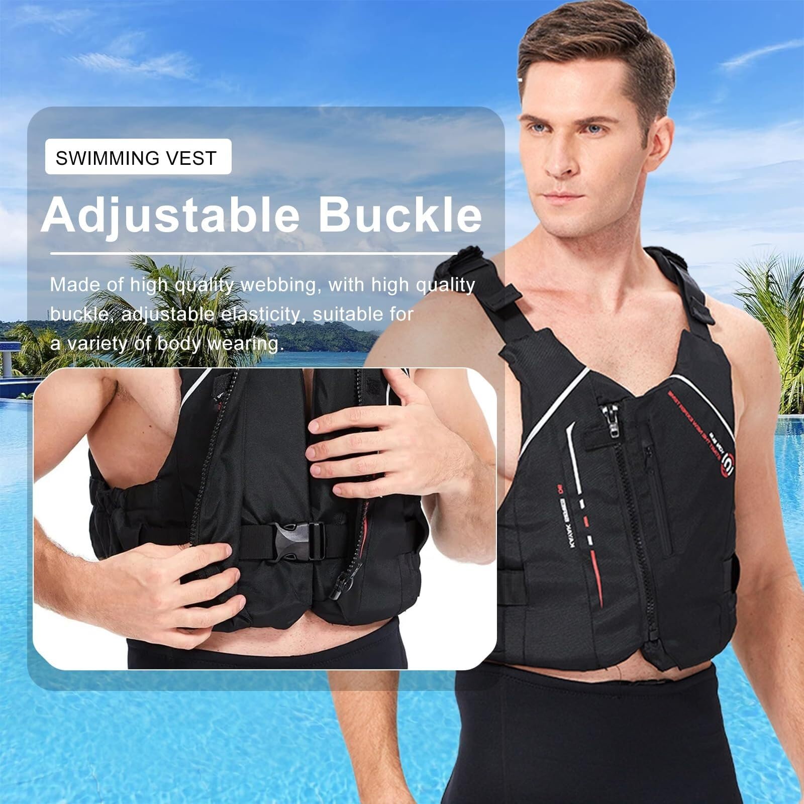 Unisex Hohe Auftriebskraft Tragbar Schwimnweste Leichtes Nylon PVC Schaum für Surfen Segeln Schnorcheln Angeln Wassersport