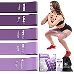 TechStone Resistance Bands Set for Men and Women, Pack of 5 Different Levels Elastic Band for Home Gym Long Exercise Workout - Great Fitness Equipment for Training, Yoga - Free Carrying Bag (Purple)