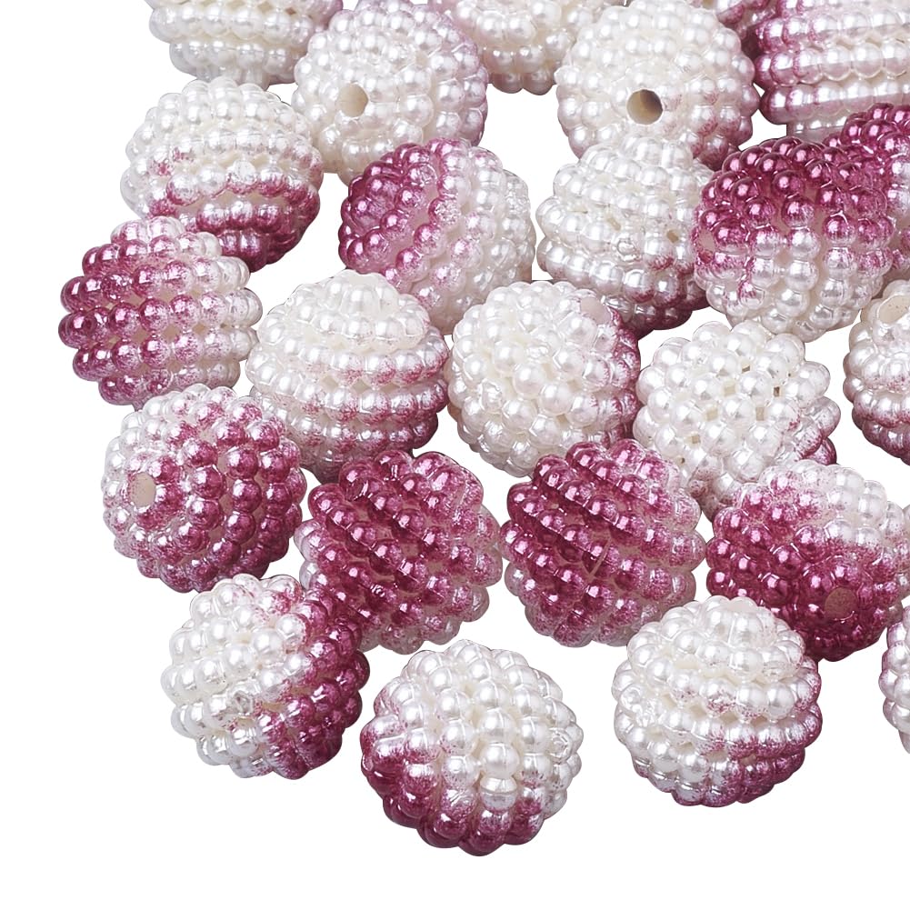 Cheriswelry 200Pcs Imitation Pearl Acrylic Beads Cerise Berry Beads 10mm Round Combined Beads Rainbow Gradient Pearl Beads for Jewelry Making