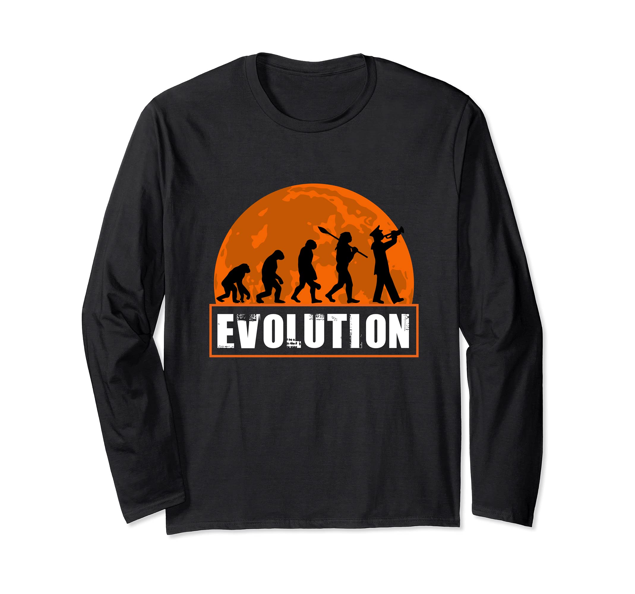 Trumpet Player, Funny Trumpet Evolution Long Sleeve T-Shirt