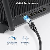 Vista 3 de Cable Matters Cable Ethernet Cat 6A blindado sin enganches de 10 Gbps, 75 pies, cable Cat 6A, cable Cat6A, cable Ethernet, negro