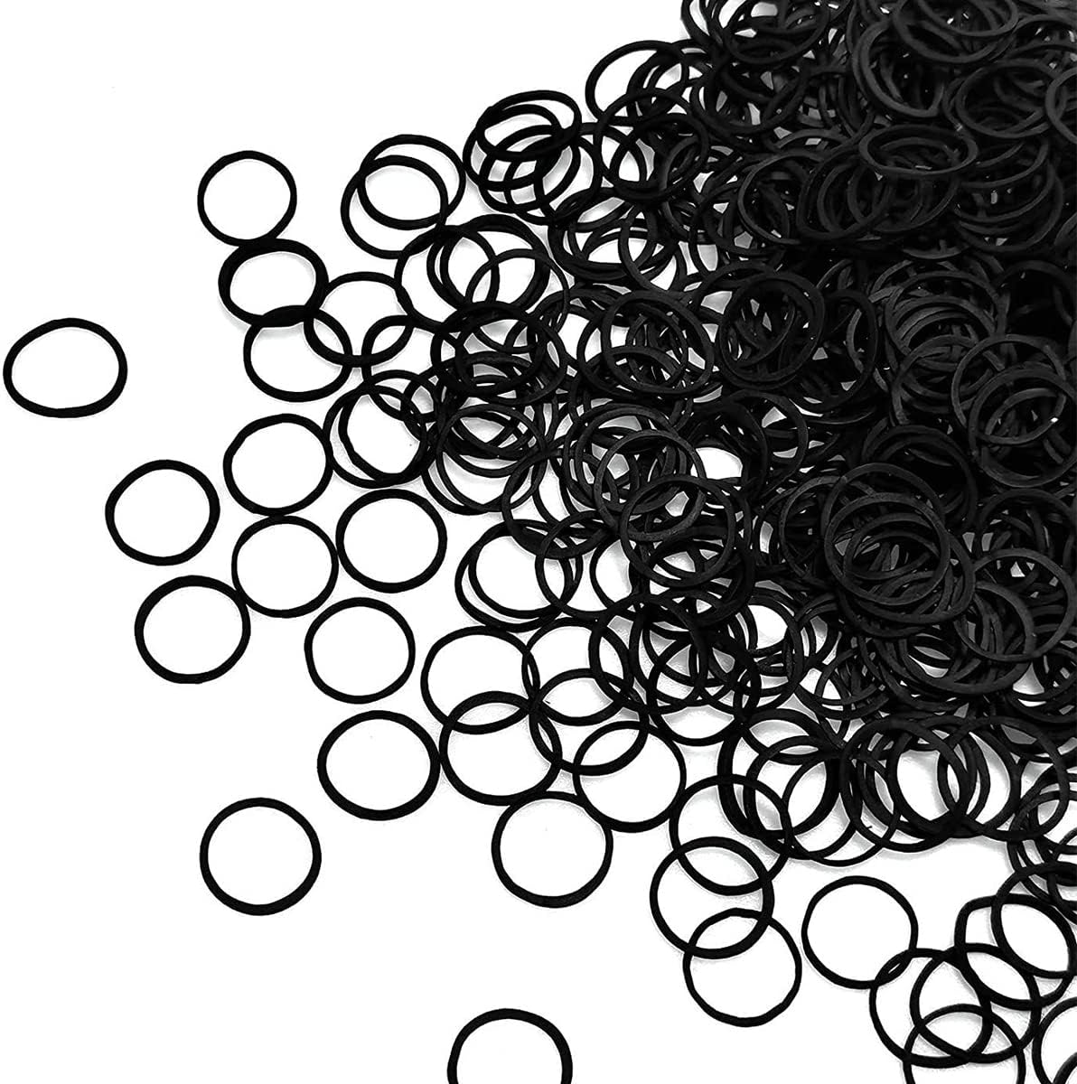 ECVV 1000 Pcs Black Rubber Hair Bands for Girl Women Kids Baby, Soft Elastic Bands for Pets Braids Ponytail Wedding Hairstyle and More, with Bag