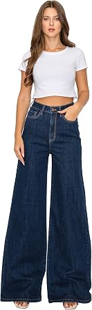 Aphrodite Flare Bell Bottom Jeans for Women - Super High Waisted Wide Leg Flare Bell Bottom Bootcut Stretch Jeans