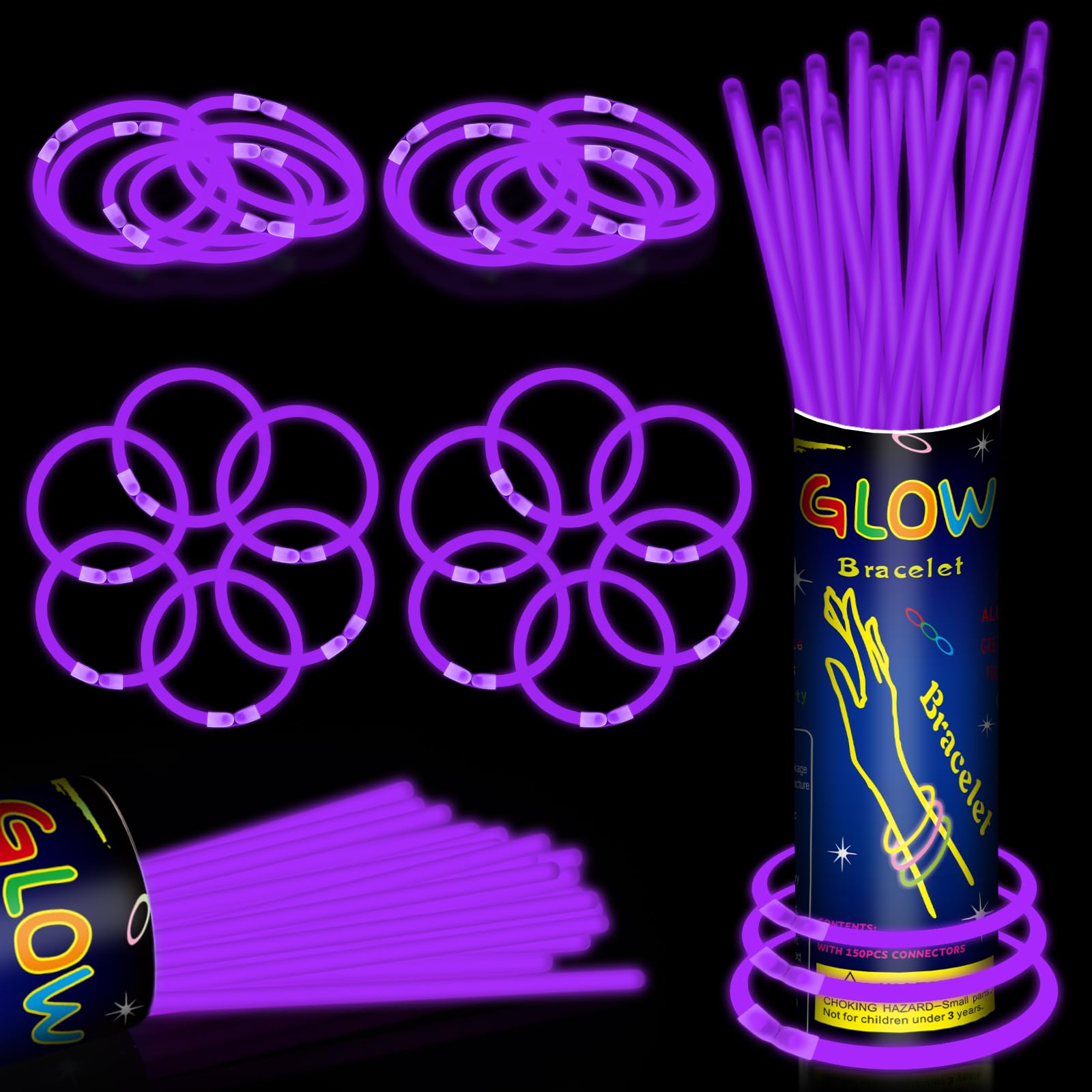 Photo 1 of GKXMAXIWANG 100-Pack 8" Purple Glow Sticks