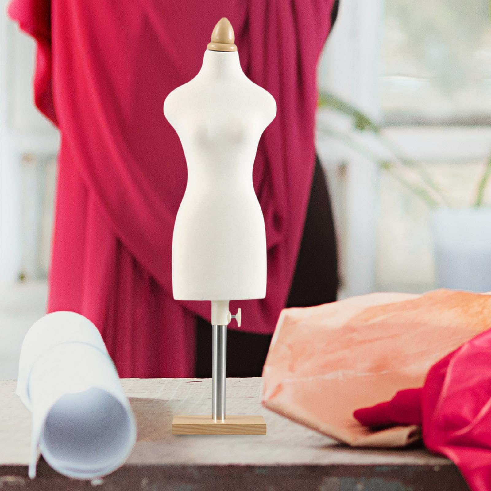 Puppenkleid Ständer Schneiderpuppe Mini Dress Form Torso Ständer mit Sockel für Puppenkleidung für Puppenhaus DIY Projekte Kinder Modeentwürfe Musterg, 46 cm quadratischer Sockel