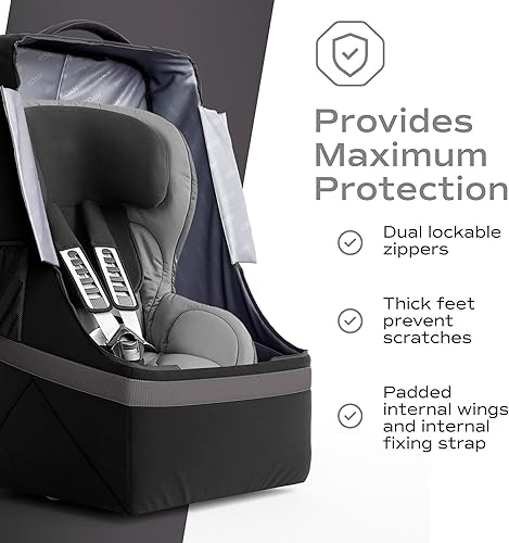 Miniatura 5 de Koah Mochila de asiento de coche para viajes aéreos, portátil y fácil de transportar, diseño duradero e impermeable, Negro -, Viajes Negro