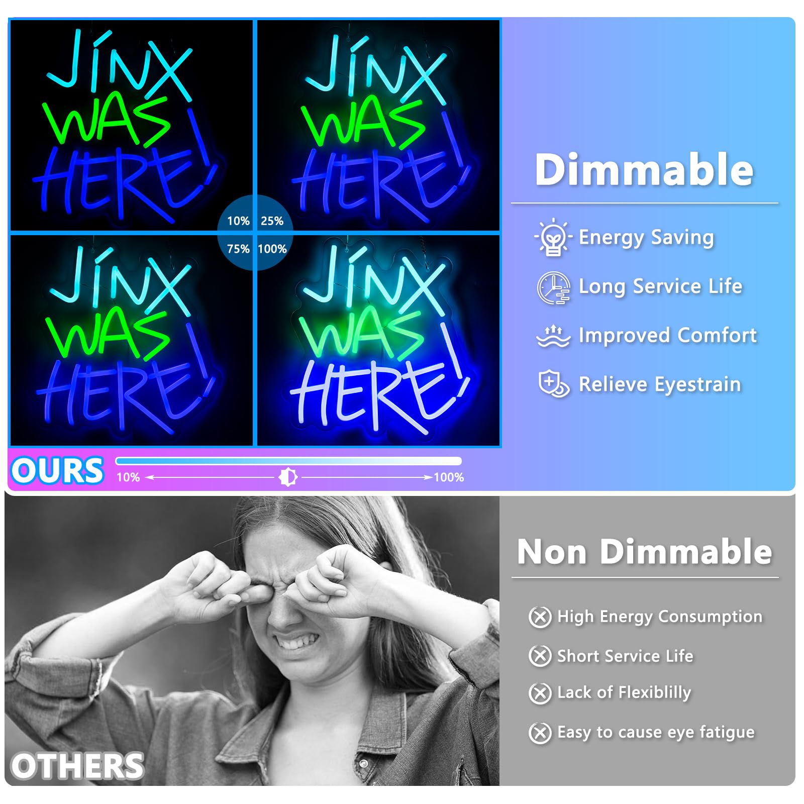Jinx Was Here neonowy znak, neonowe znaki do dekoracji ścian, ściemniane znaki LED do sypialni, podświetlane znaki do pokoju dziecięcego, jaskini męskiej, pokoju gier, na ścianę, gracza
