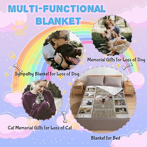Miniatura 4 de M YESCUSTOM Manta conmemorativa personalizada para perros, manta de memoria personalizada para mascotas, gatos, pérdida de condolencias, regalo de