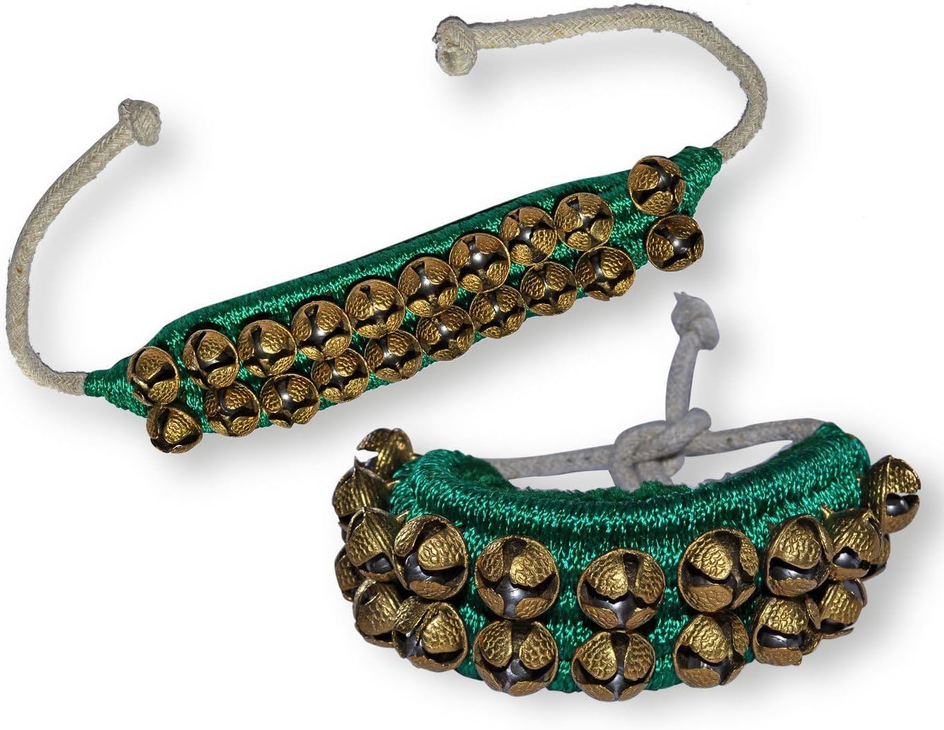 Green Pads Ghungroo Pair 2 Lines Of Brass Bells Mounted On Ghangru