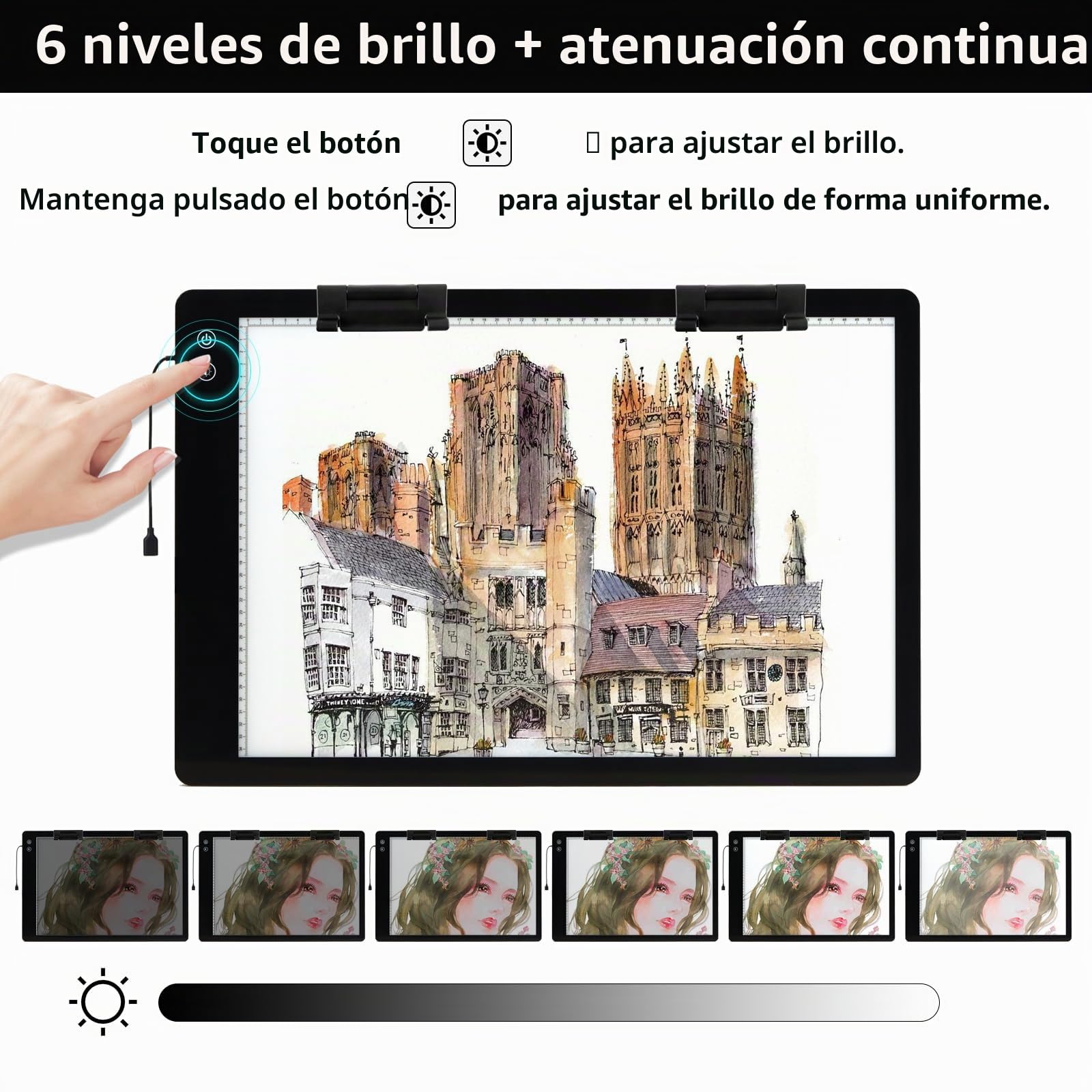TOHETO A2 Mejorado Recargable Mesa de Luz Para Calcar, Tableta de Luz Dibujo LED Con Brillo Ajustable Para Bocetos, Diseño, 5D Diamante Pintura