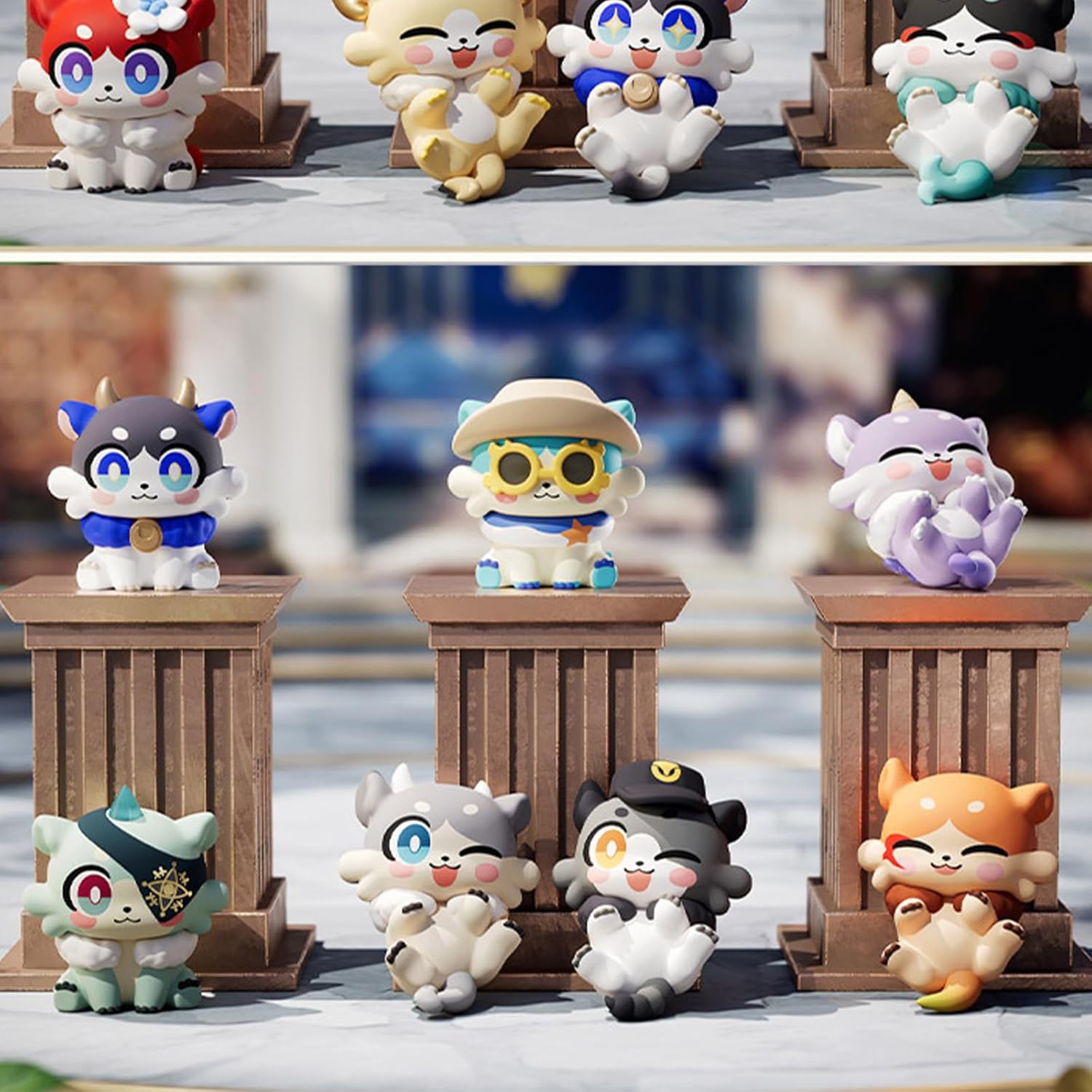 Anime Blind Bag, Cute Awoo Awoo Chimera Series Mystery Box for Honkai Star Rail, Each Mystery Bag Contains 4 Pieces, Collectable Kawaii Figure for Birthday Gifts