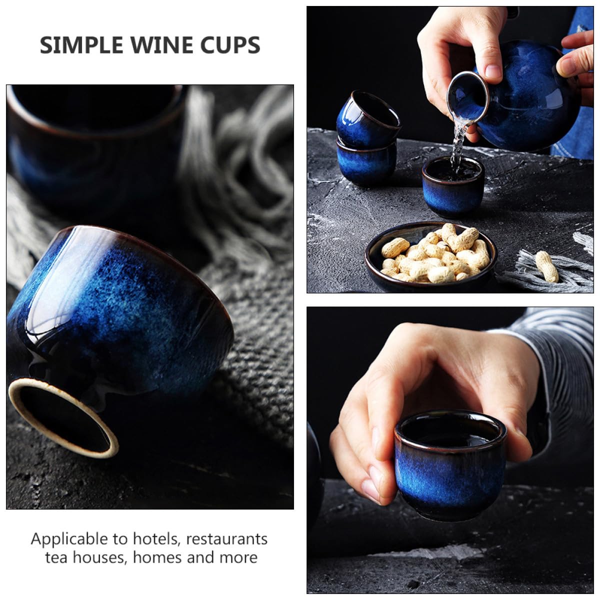 Set de Tasses à Saké Couleur Aléatoire en Céramique de Style Japonerie, Absorption Faible d'eau, Toucher Lisse et Confortable, pour Maisons et Salons de Thé