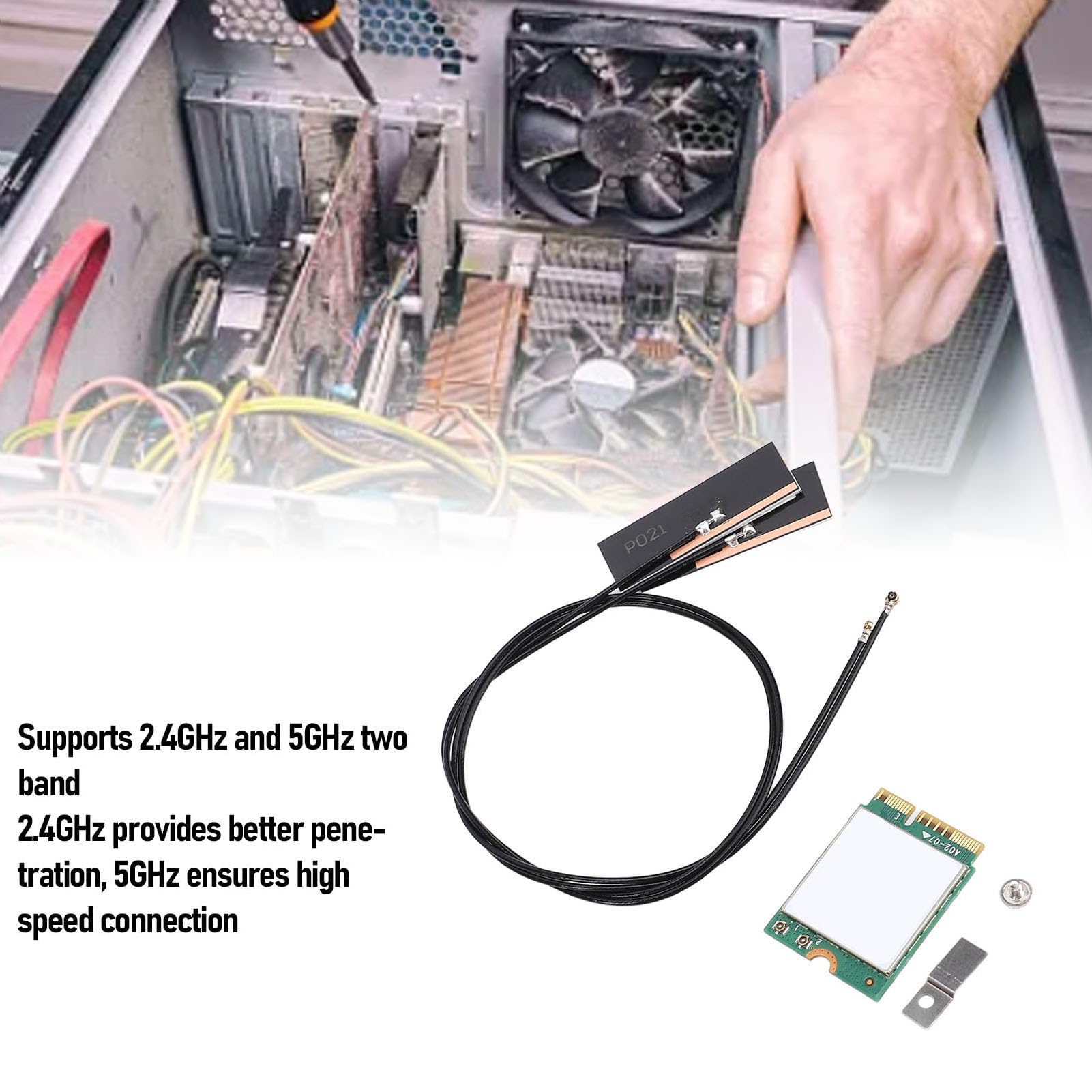 Ax201NGW Tarjeta Inalámbrica M.2 Módulo de Computadora Portátil WiFi con Bluetooth 5.0,3000Mbps 2.4GHz y 5 GHz Double WiFi 6 Adaptador de (Antenas construidas)