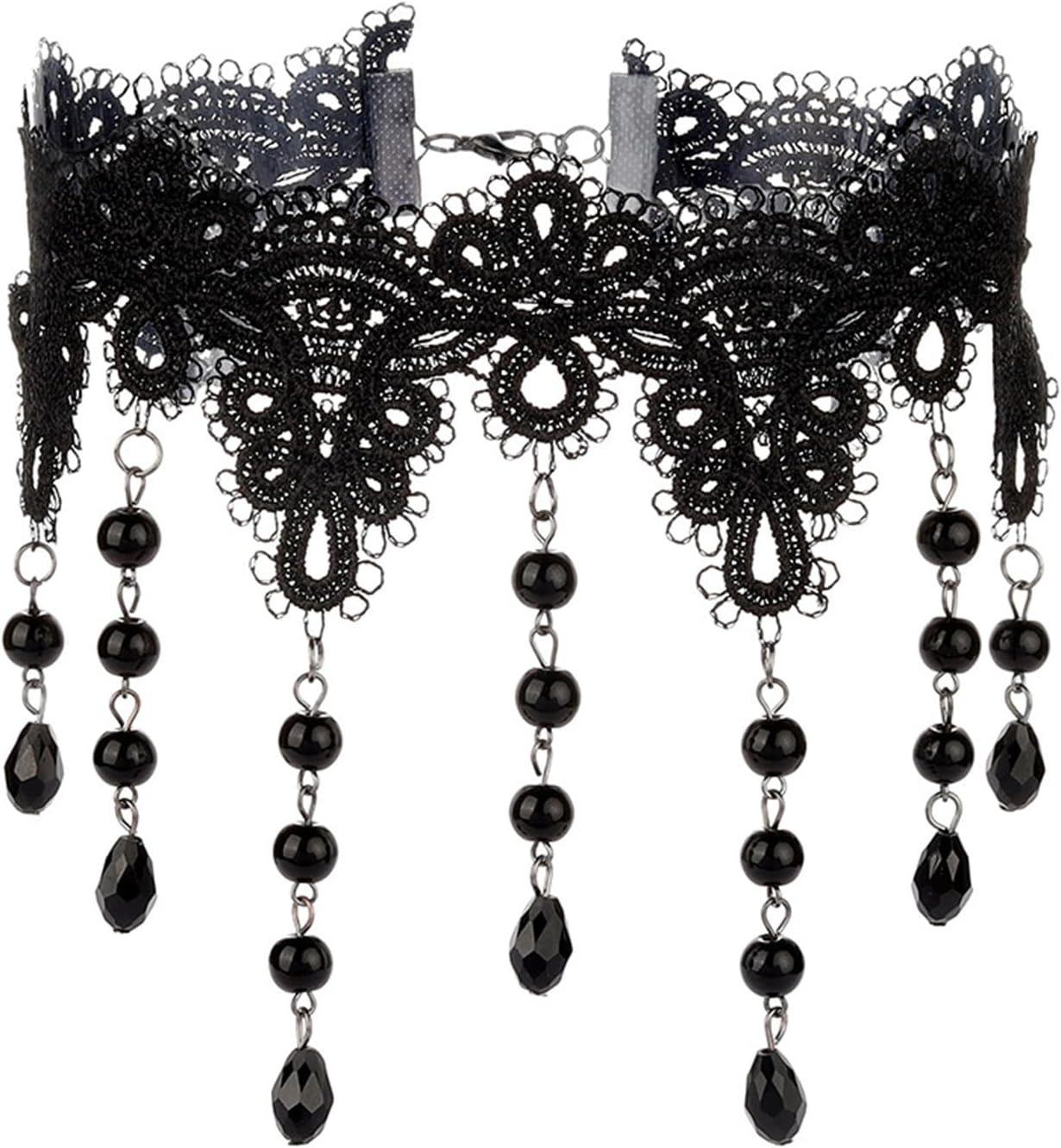 Black Lace Choker Necklaces for Women, Vintage Jewelry Gothic Necklace with Teardrop Pendant, Victorian necklace, Handmade Statement Jewelry for Women, Perfect Goth Gift