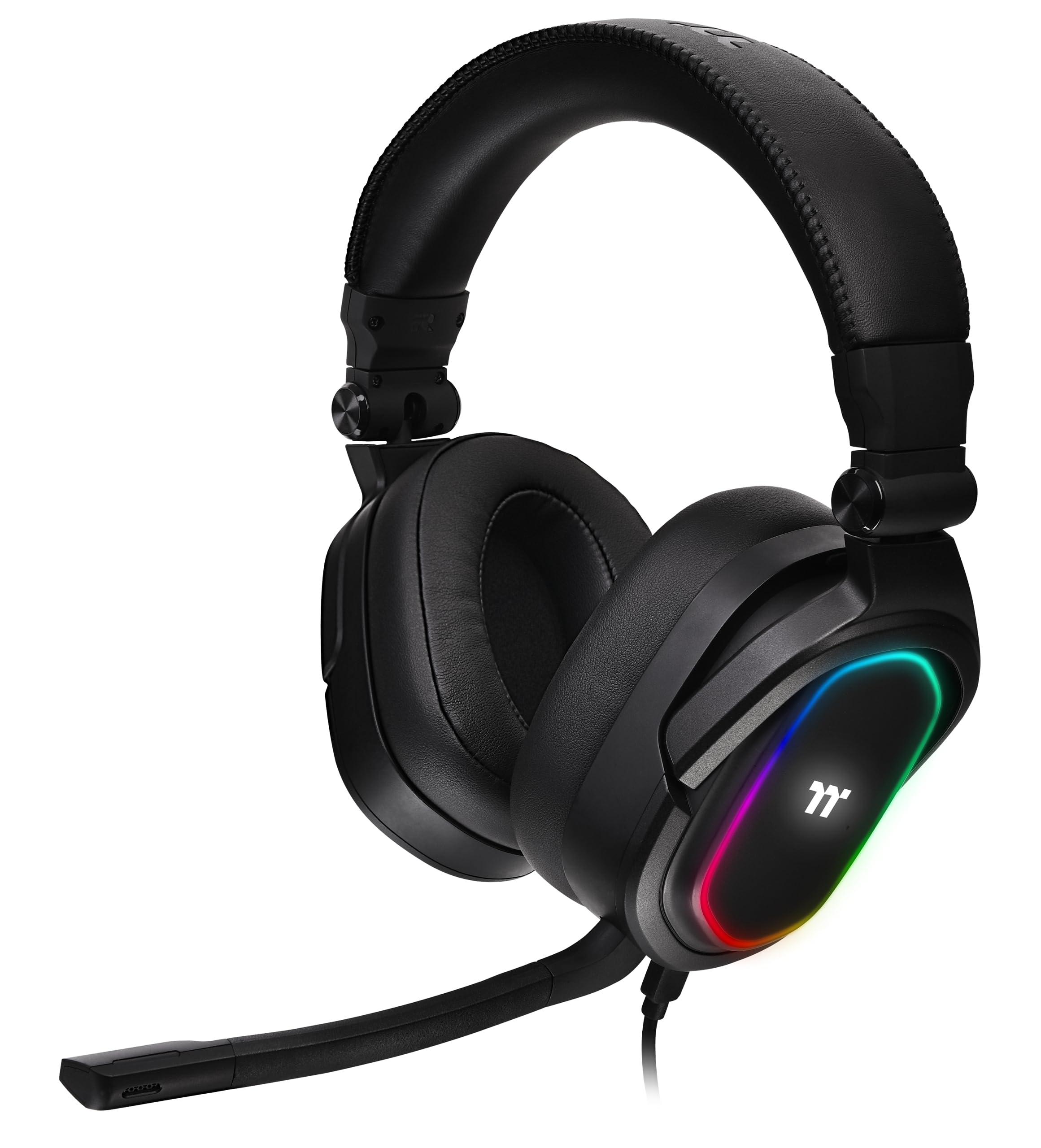Thermaltake Argent H5 RGB 7.1 Surround Sound Gaming Headset | Micrófono bidireccional | Almohadillas de Espuma viscoelástica | PC/Xbox One/PS4/ Switch/Mobile | Negro