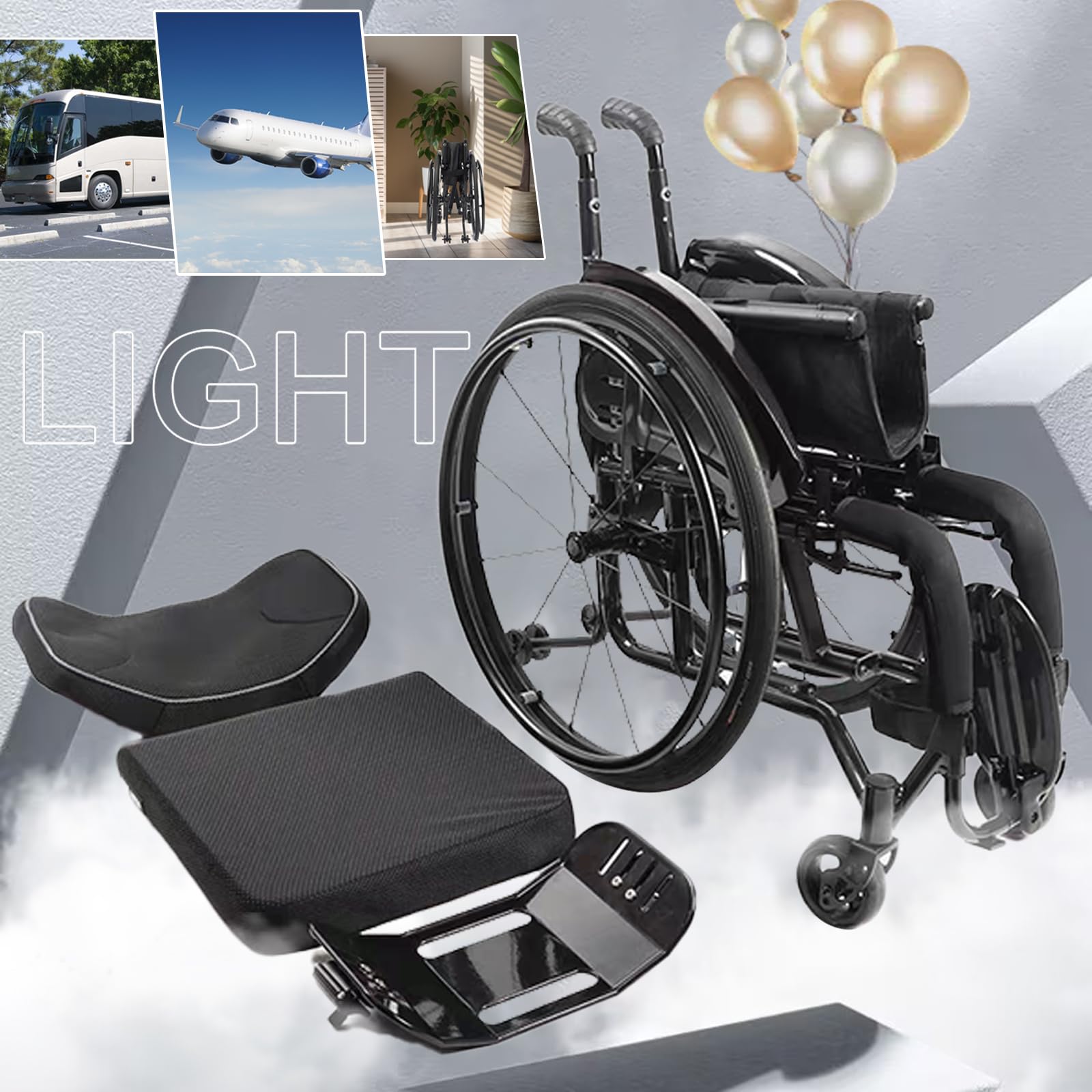 Silla de ruedas deportiva ultraligera, plegable, todo terreno, autopropulsada, manual con antivuelco, aleación de aluminio, ruedas traseras de 24 pulgadas, silla de ruedas de transporte