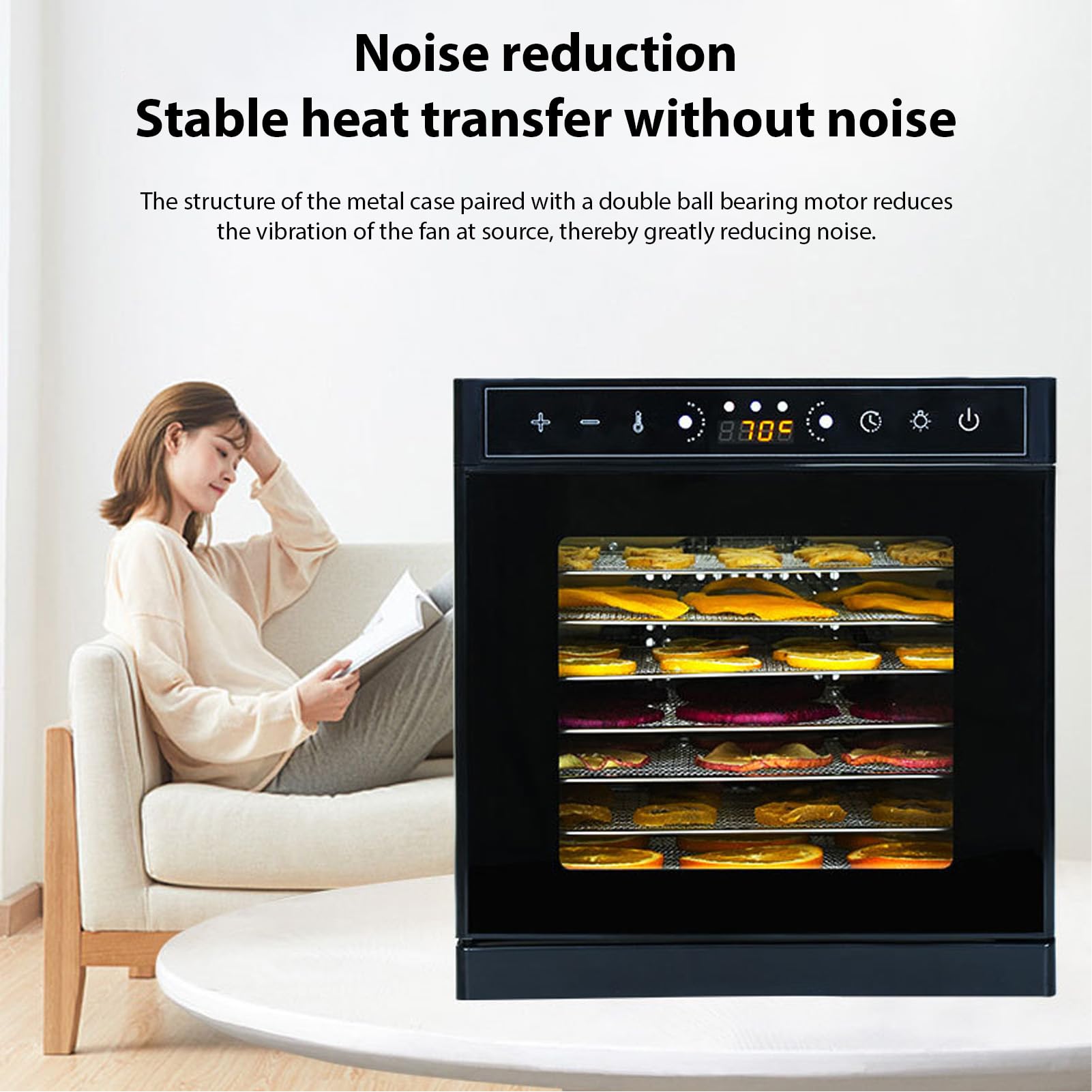 Asixxsix Deshidratador de Alimentos, Control de Temperatura Ajustable (Enchufe europeo 220V)
