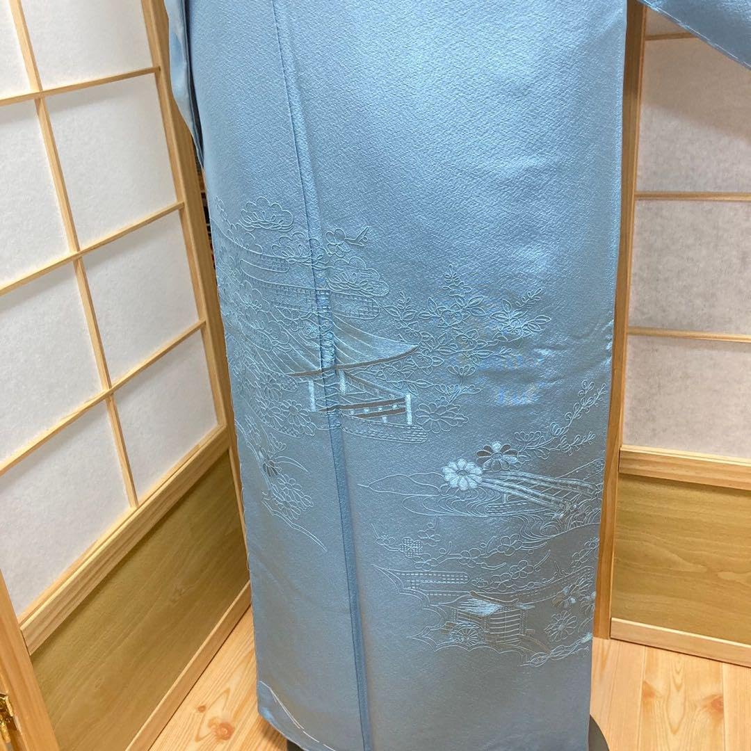 Amazon.co.jp: ［9884］訪問着 色無地 汕頭刺繍 スワトウ 正絹 着物 袷 