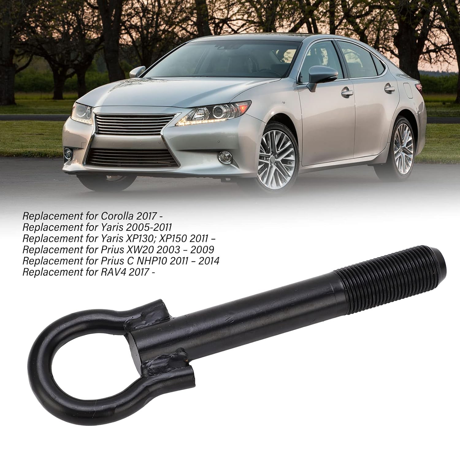 Acouto Tow Hook for Camry for Corolla for RAV4 for for Prius, Car Towing Eye Ring Forged Steel Replacement 51960-05010, 51960 0D080, 51960-33010, 51961-42050